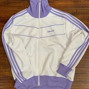 Adidas Full ZIP Jacket Lavender and white size XL
